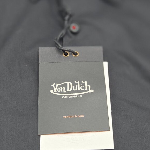 Von Dutch NWT Men's M Black Button Up Shirt Tiger Lion Graphic Denim Cuff - Picture 8 of 11